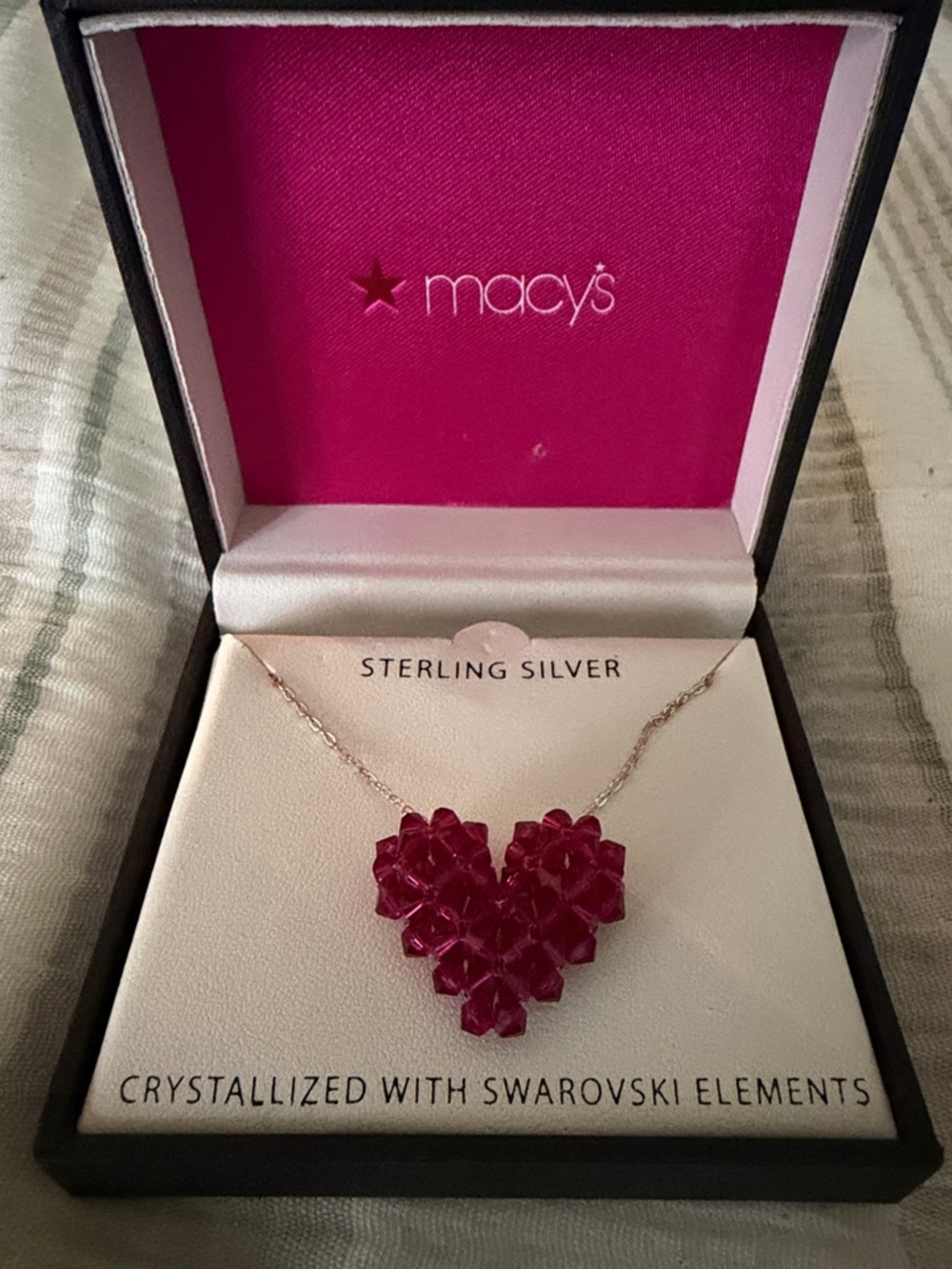 Macy's Sterling Silver Crystal Cluster Heart Necklace